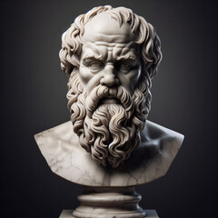 Socrates, Greek philosopher from Athens, founder of Western philosophy. Socrates bust sculpture, ancient Greek philosopher from Athens. ancient Greek philosopher.