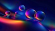 abstract colorful bubbles floating on a dark blue background