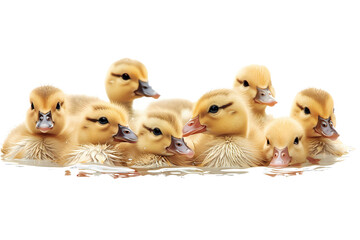 Wall Mural - group of ducklings isolated on white background