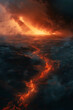 © lertsakwiman - Fiery Apocalyptic Landscape Engulfed in Scorching Inferno of Cataclysmic Devastation