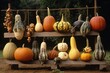 Gourd Variety: Different types of gourds growing side by side.