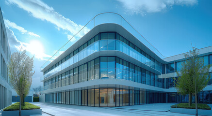 Poster - Original and unique style of office building. Generative AI.