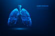 lung disease science medical technology low poly wireframe on blue background. medical science concept. vector illustration fantastic design.