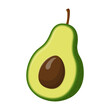 Fresh fruit half cutted avocado cartoon vector isolated illustration