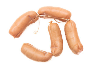 Sticker - Meat sausages isolated on white background