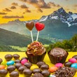 candy on a mountain, cupcake, cake, dessert, food, sweet,
