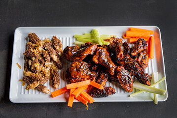 Canvas Print - grilled chicken with grilled morels and vegetables