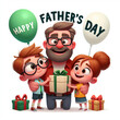 Happy Father's Day cartoon image isolated on white background.