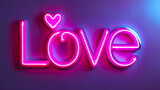 Fototapeta Motyle - Love neon sign on purple background.