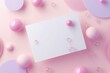 © MrHamster - White paper card mockup with pink and purple balloons on pastel pink background