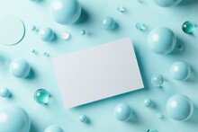 Abstract Background With Blue Balls And Blank Card.