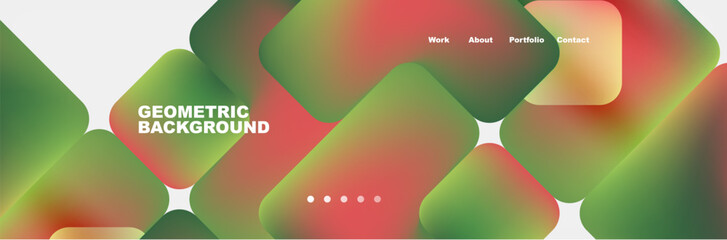 Aufkleber - A geometric background featuring green and red squares on a white canvas reminiscent of a grassy field. Perfect for games, animations, or macro photography events