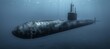 Military nuclear submarine launching torpedo missile in the vast expanse of open ocean