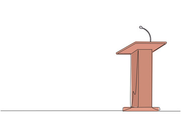Poster - single one line drawing podium with microphone. usually used in speech or oration. also work for pre