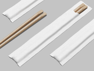 White Blank Packaging Mockup for Chopstick on Grey Background