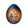Jesus Christ the greatest Bishop. Ester blue egg in Byzantine style. Religious illustration isolated