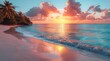 Tropical Dawn: Palm Trees and Ocean Sunrise