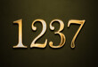 Old gold effect of 1237 number with 3D glossy style Mockup.	