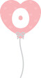 Set of pastel pink heart-shaped numbered balloons illustration for baby and kids party decoration. Number zero.