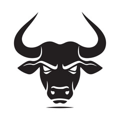 Wall Mural - Bull Head Vector Illustration, Simple Bull Logo Design