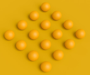 Wall Mural - Set of golf ball lying in row on monochrome background