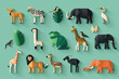 set of flat design icons featuring animals from the African savannah