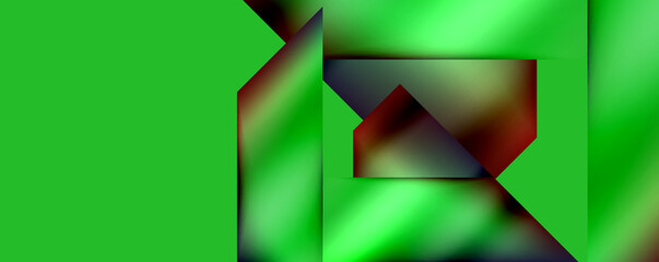 Aufkleber - A vibrant green background adorned with creatively placed triangles, inspired by the principles of colorfulness, symmetry, and pattern. The addition of electric blue adds a pop of contrast