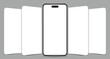 Smartphone mockup with blank wireframing pages. Mobile app design concept for showcasing screenshots.