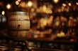 Barrel on the background of the bar with a bokeh