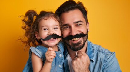 Sticker - Father and Daughter with Fake Mustaches