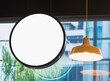 Mock up Blank Circle shape Logo signage Shop cafe Retail business
