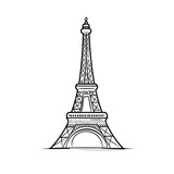 Fototapeta Boho - Eiffel tower hand-drawn comic illustration. Eiffel tower. Vector doodle style cartoon illustration