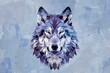 Illustration of a wolf head in low poly style with abstract background