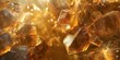 An abstract image showcasing close-up details of golden crystal formations with an illuminated backdrop
