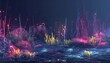 Dive into the depths of an alien underwater world with a unique worms-eye view Use a mix of CG 3D rendering and photorealistic techniques to depict this surreal aquatic landscape, showcasing bizarre s
