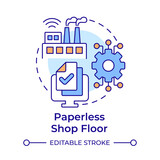 Fototapeta  - Paperless shop floor multi color concept icon. Digital documentation, productivity enhance. Round shape line illustration. Abstract idea. Graphic design. Easy to use in infographic, article
