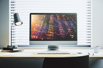 Poster - Abstract creative stats data concept on modern laptop screen. 3D Rendering