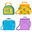 Lunch bags vector cartoon set isolated on a white background.