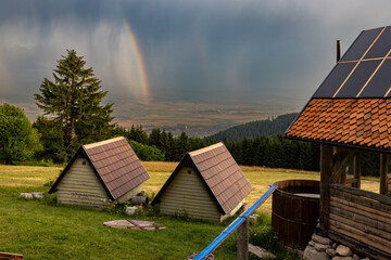 Wall Mural - The mountain hut Einsamer Stein in the Carpathian Mountains in Romania