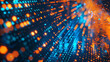 Digital Background Dynamic Blue and Orange Technology, AI, Data, Graphics 