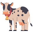 Cute cow vector cartoon farm animal illustration isolated on a white background.