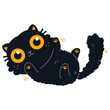 Cute surprised black cat vector cartoon character isolated on a white background.