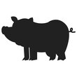 Pig black silhouette vector farm animal sign isolated on a white background.