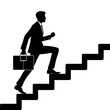 Businessman climb up stairs silhouette. Vector illustration