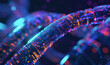 Glowing data cables and fiber optic threads create a dynamic background, representing the fast-paced nature of technology.