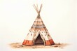 Native american indian teepee isolated on white background. Watercolor illustration