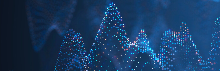 Leinwandbilder - Technology background with glowing defocused particles. Big data. Digital background. 3D