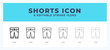 Shorts icon. Outline. Lineal icon symbol vector. Black outline.