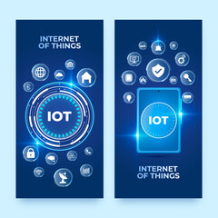 Sticker - Internet of things realistic banner set