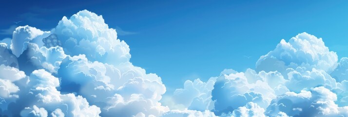 Wall Mural - Horizon Cloud. Spring Day Sky with White Clouds and Sunshine